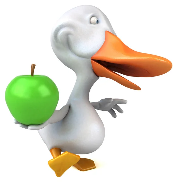 Spaß Ente Mit Apfel Illustration — Stockfoto