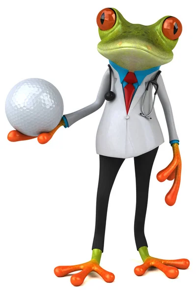 ボールでカエルを楽しむ 3Dイラスト — ストック写真