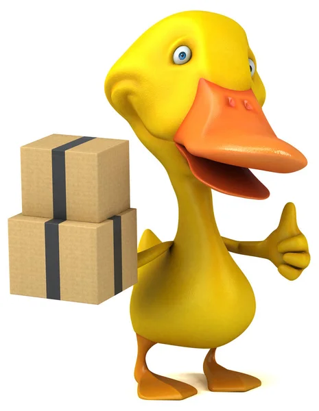有盒子的有趣鸭 3D图解 — 图库照片