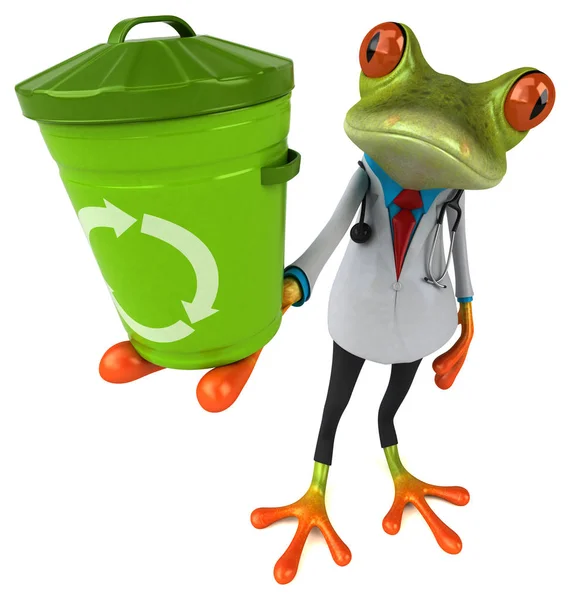 Fun Frog Bin Illustration — Stock Photo, Image