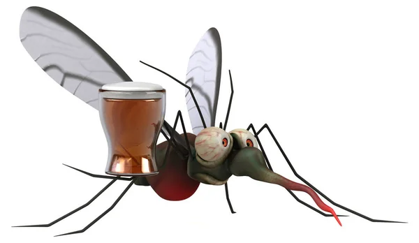 Mosquito Met Bier Illustratie — Stockfoto