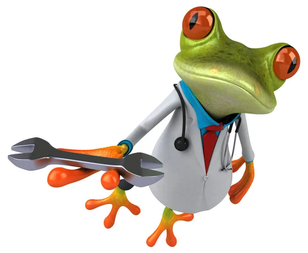 Fun Frosch Mit Werkzeug Illustration — Stockfoto