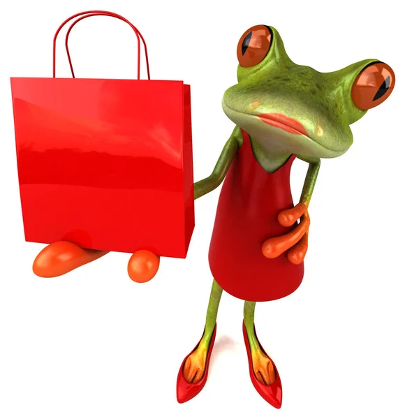 Fun Frosch Mit Tasche Illustration — Stockfoto