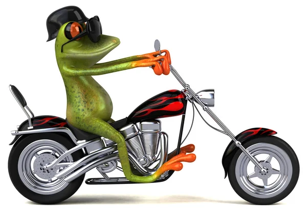 Grenouille Amusante Sur Moto Illustration — Photo