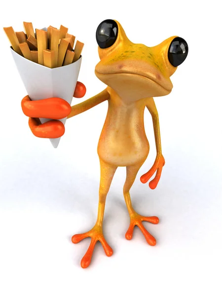 Fun Frog French Fries Illustration — Stock Photo, Image