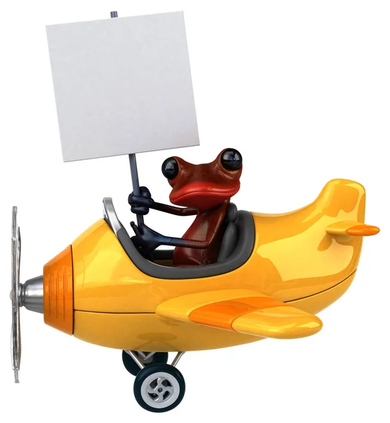 Fun Frog Plane Illustration — Stock Photo, Image