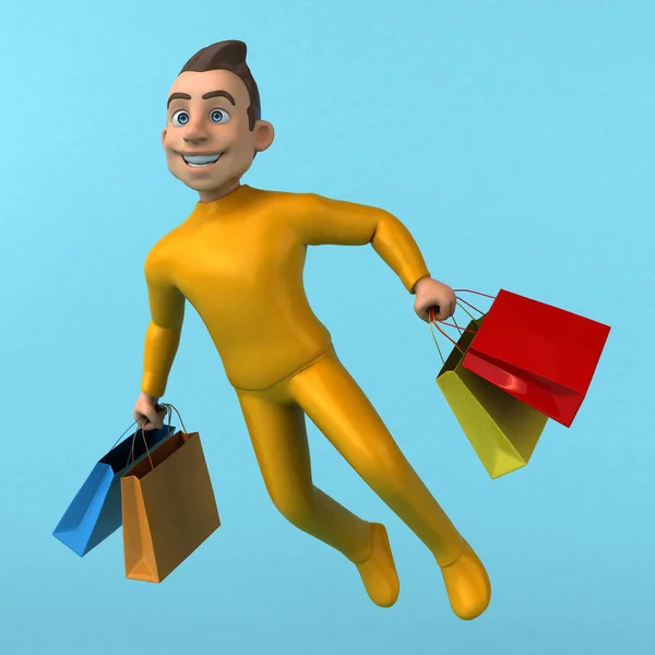 Cartone Animato Personaggio Shopping — Foto Stock