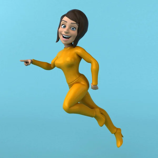 Diversión Dibujos Animados Chica Amarilla —  Fotos de Stock