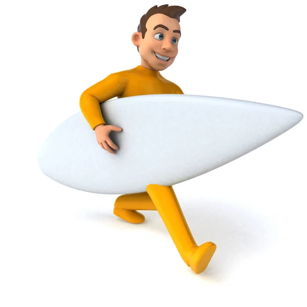 Fun Personnage Dessin Animé Surfeur — Photo