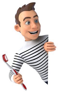 Diş fırçalı eğlenceli 3D çizgi film karakteri