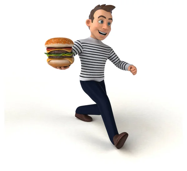 Amusant Personnage Dessin Animé Avec Hamburger — Photo