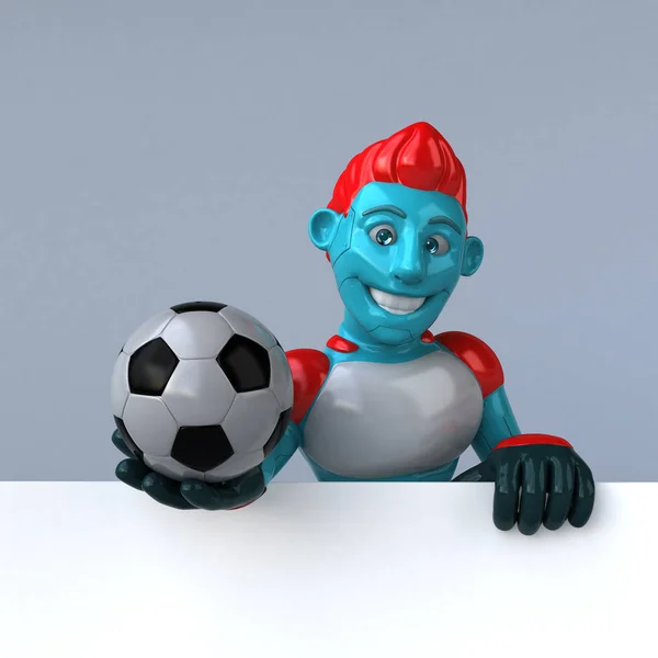 有趣的3D卡通人物与球 — 图库照片