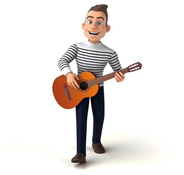 Spaß Cartoon Figur Mit Gitarre — Stockfoto