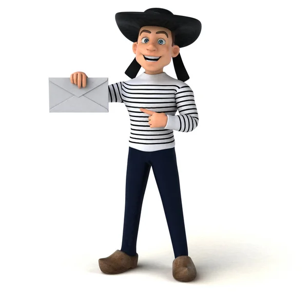 Leuke Cartoon Breton Karakter Met Envelop — Stockfoto