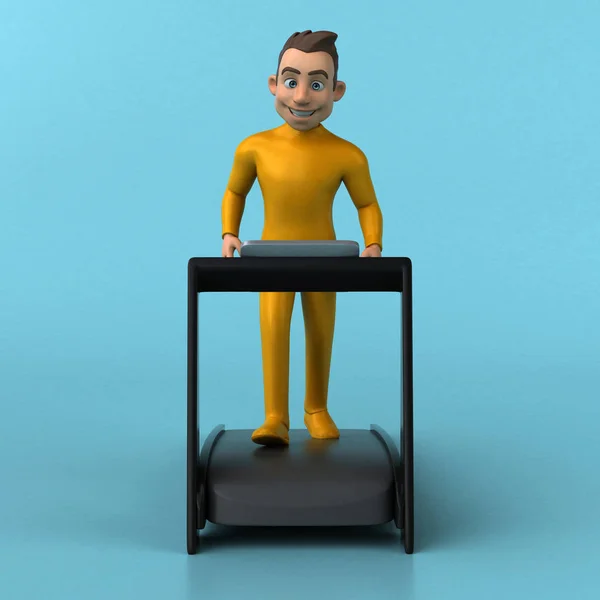 Fun Desenho Animado Amarelo Personagem Caminha — Fotografia de Stock