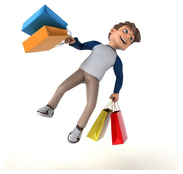 Divertimento Cartone Animato Personaggio Shopping — Foto Stock