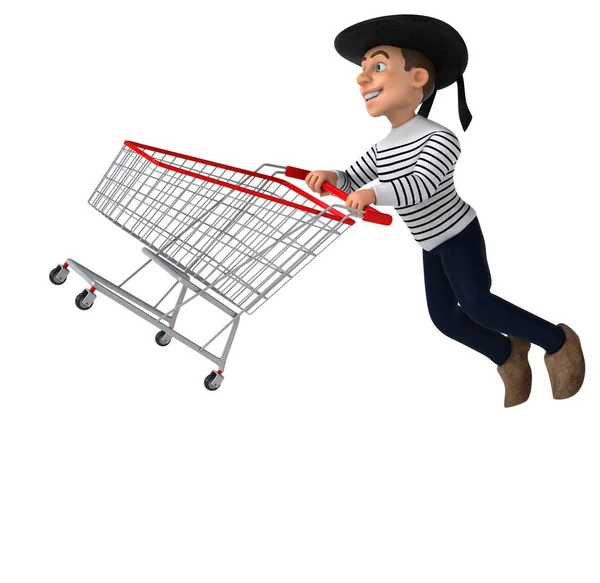 Spaß Cartoon Figur Einkaufen — Stockfoto