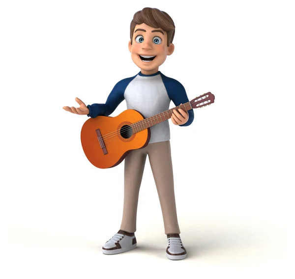 Divertido Personaje Dibujos Animados Con Guitarra — Foto de Stock