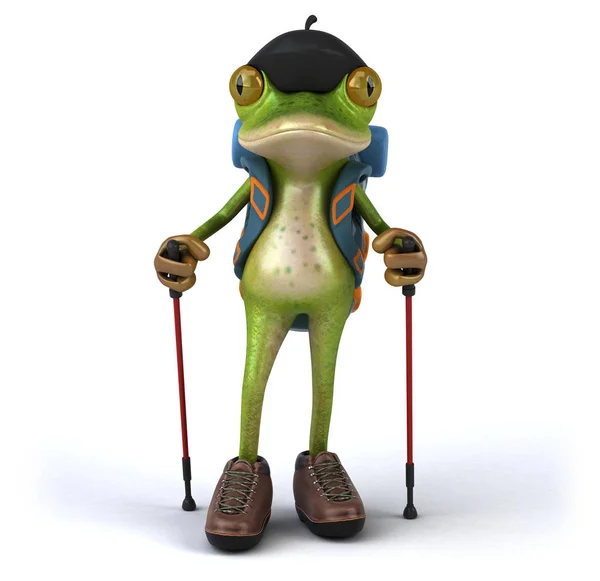 stock image Fun backpacker frog - 3D Illustration