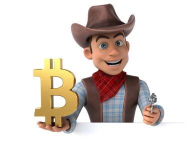 Bitcoin 'li 3D çizgi film karakteri 