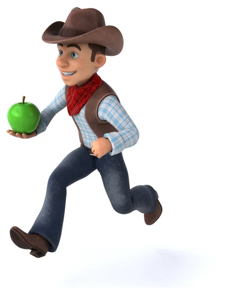 Fun Cowboy Mit Apfel Illustration — Stockfoto