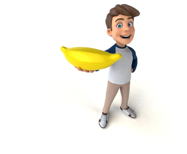 Мультиплікаційний Персонаж Веселий Підліток Бананом — стокове фото