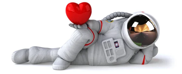 Szórakoztató Űrhajós Szívvel Illusztráció — Stock Fotó