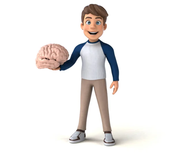 Personagem Desenho Animado Com Cérebro — Fotografia de Stock