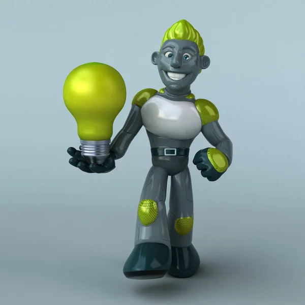 Zielony Robot Lampą Ilustracja — Zdjęcie stockowe