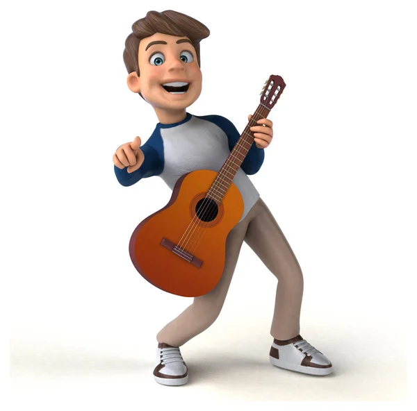 Divertido Personaje Dibujos Animados Con Guitarra —  Fotos de Stock