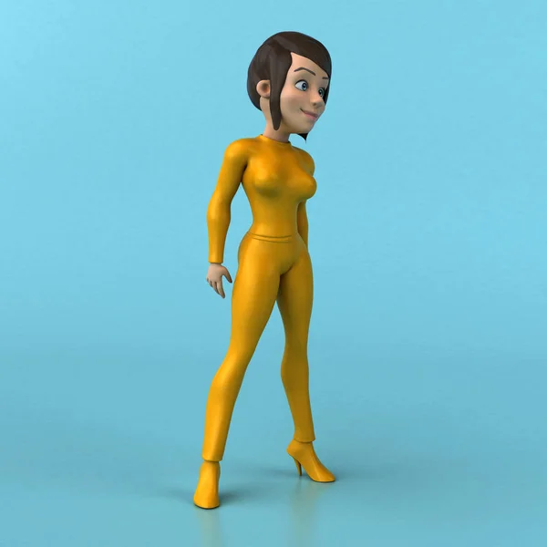 Diversão Desenho Animado Menina Amarela — Fotografia de Stock