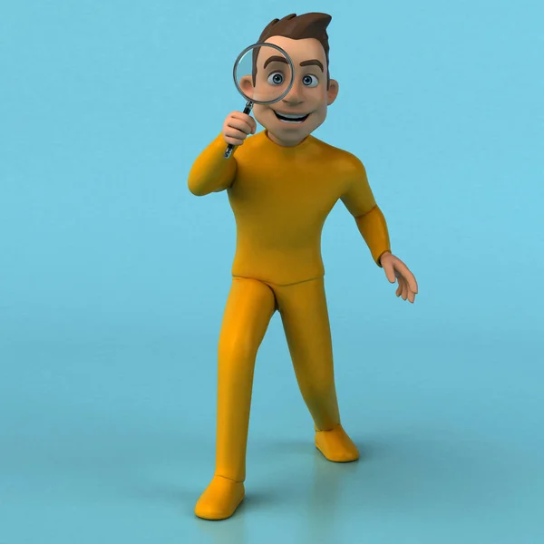 Diversión Personaje Amarillo Dibujos Animados Con Teléfono — Foto de Stock