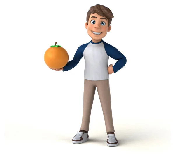 Personaje Dibujos Animados Con Naranja — Foto de Stock