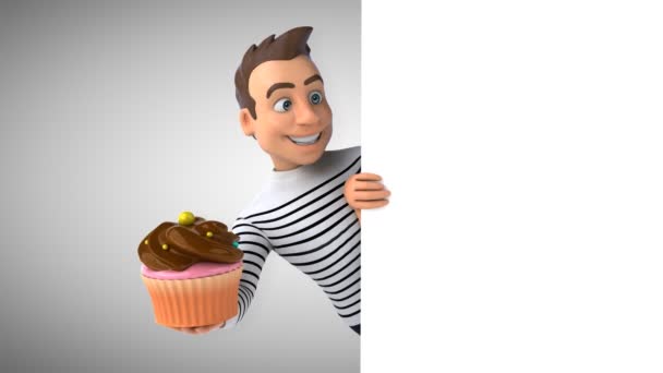 케이크를 곁들인 재미있는 캐릭터 — 비디오
