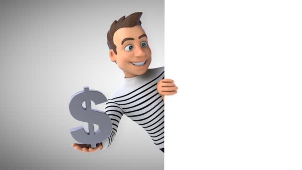 3D卡通人物与美元 — 图库视频影像
