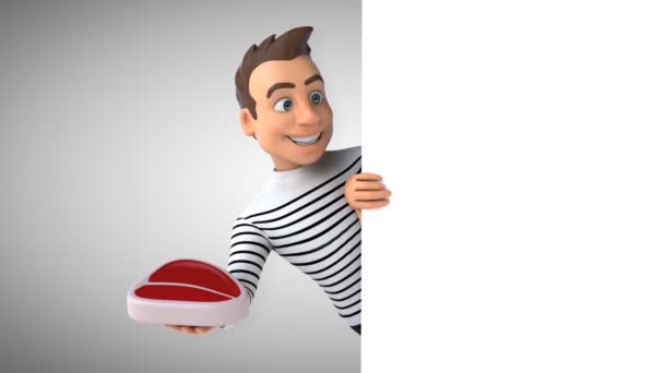 有趣的3D卡通人物与肉 — 图库视频影像