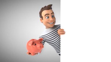 Domuz kumbarasıyla eğlenceli 3D çizgi film karakteri