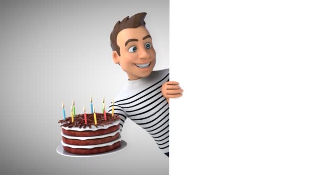 Веселий Персонаж Мультфільму Тортами — стокове відео