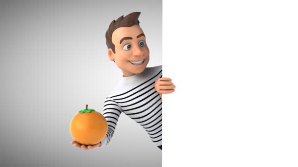 Fun Cartoon Casual Charakter Mit Orange — Stockvideo