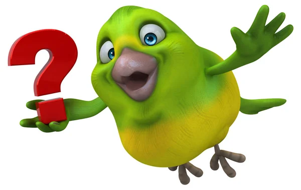 質問のある楽しい鳥 3Dイラスト — ストック写真