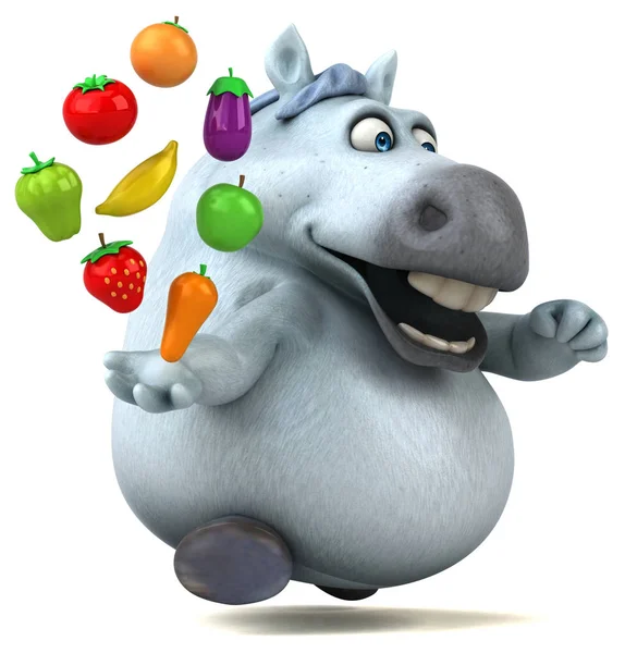 Cavalo Divertido Com Frutas Ilustração — Fotografia de Stock