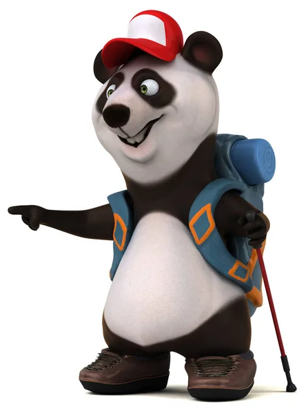 Eğlenceli Panda Sırt Çantalı Çizgi Film Karakteri — Stok fotoğraf