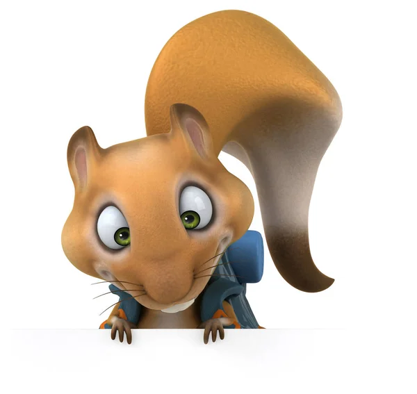 Fun Squirrel Backpacker Cartoon Character — Stock Photo, Image