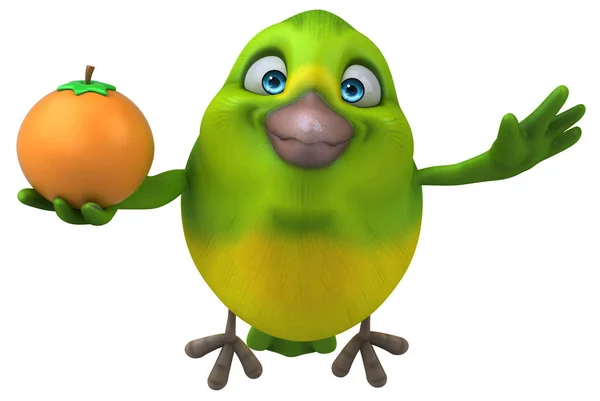 Pájaro Divertido Con Naranja Ilustración —  Fotos de Stock