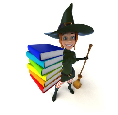 Kitaplı 3D çizgi film karakteri