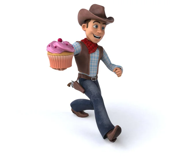 Personagem Desenho Animado Com Cupcake — Fotografia de Stock