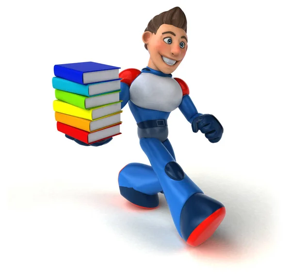 3D cartoon character  with books