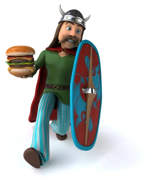 Postać Kreskówki Hamburgerem — Zdjęcie stockowe