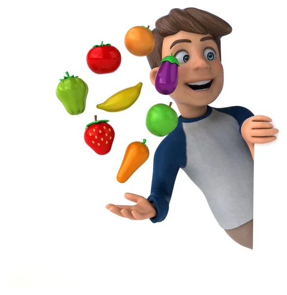 Divertido Personaje Dibujos Animados Con Frutas — Foto de Stock