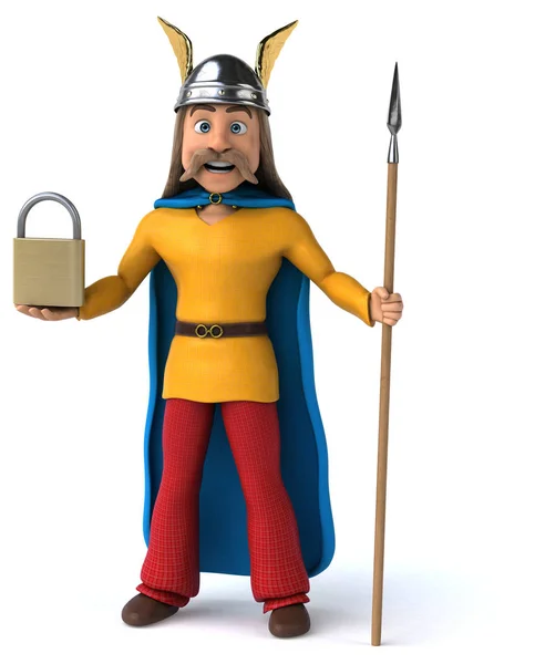 Cartoon Figur Mit Schloss — Stockfoto